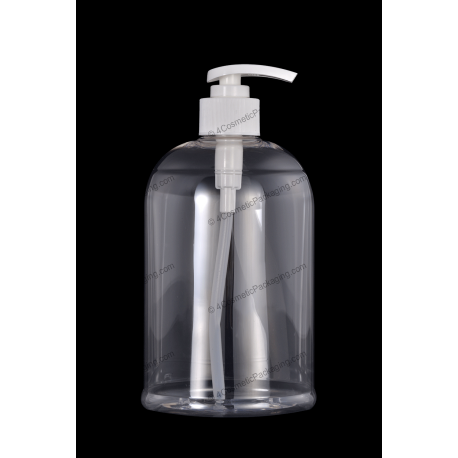 550ml Plastic Cosmo Round PET Bottle 28/410 Neck with Lotion Pump for Cosmetics Packaging